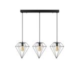 Rsylight Modern Siyah 3 Lü Masa Üstü Sıralı Rustik Retro Metal Prizma Dekoratif Tekli Sarkıt Avize