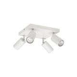 Rsylight Retro Beyaz Kare 180 Derece Hareketli Modern Spor 4 Lü Led Spot Avize Günışığı Ampullü