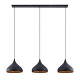 Rsylight Retro Dekoratif Metal Masa Üstü 3 Lü Siyah Rustik Dekoratif Sarkıt Avize 100 cm