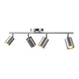 Rsylight Retro İnox Kaplama 180 Derece Hareketli Modern Spor 4 Lü Led Spot Avize Günışığı Ampullü Gümüş