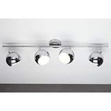 Rsylight Retro Krom Kaplama 180 Derece Hareketli Modern Spor 4 Lü Led Spot Avize Günışığı Ampullü Gümüş
