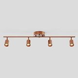 Rsylight Retro Mat Bakır Kaplama 180 Derece Hareketli Modern Spor 4 Lü Led Spot Avize Beyaz Ampullü Siyah
