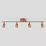 Rsylight Retro Mat Bakır Kaplama 180 Derece Hareketli Modern Spor 4 Lü Led Spot Avize Beyaz Ampullü