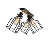 Rsylight Retro Metal 3 Lü Sıralı Siyah Tavan Plofyoner Kafes Rustik Avize Siyah RYS001450