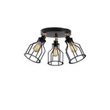 Rsylight Retro Metal 3 Lü Siyah Tavan Plofyoner Kafes Rustik Avize