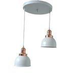 Rsylight Retro Metal Beyaz 2 li Bakır Duylu Dekoratif Rustik Sarkıt Avize Çap :30 cm beyaz rys006092