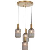 Rsylight Retro Metal Eskitme Kaplama Bal Opal Camlı 4 Lü Dekoratif Sarkıt Avize