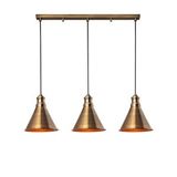 Rsylight Retro Metal Eskitme Kaplama Masa Üstü 3 Lü Dekoratif Rustik Avize Altın