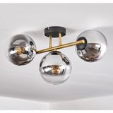 Rsylight Retro Metal Füme Opal Glop Camlı 3 Lü Tavan Plofyoner Avize