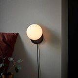 Rsylight Retro Metal Glop Camlı Kablolu Fişli Dekoratif Duvar Aplik - Siyah