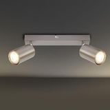 Rsylight Retro Metal İnox 2 Li 180 Derece Hareketli Led Spot Avize Beyaz Ampullü