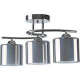Rsylight Retro Metal Krom Füme Çift Camlı 3 Lü Tavan Plofyoner Sarkıt Avize - 1 - Siyah
