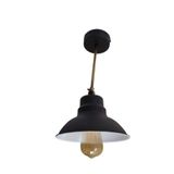 Rsylight Retro Metal Mafsallı Tavan Avize Rustik Tekli Sarkıt Siyah İçi Beyaz