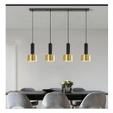 Rsylight Retro Metal Masa Üstü Dekoratif Rustik 4 Lü Siyah Gold Sıralı Avize