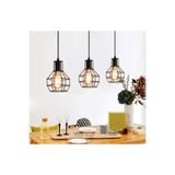 Rsylight Retro Metal Masa Üstü Sıralı Kafesli 3 Lü Rustik Sarkıt Avize 60 Cm