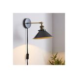 Rsylight Retro Metal Rustik Siyah Kablolu Anahtarlı Duvar Aplik Çap:30 Cm, ry802135sy