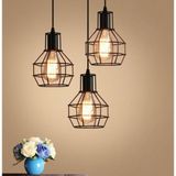 Rsylight Retro Metal Siyah 3 Lü Dekoratif Kafes Rustik Sarkıt Avize 30 cm