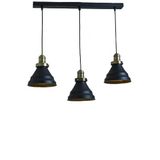 Rsylight Retro Metal Siyah 3 Lü Masa Üstü Sıralı Dekoratif Rustik Sarkıt Avize genişlik 60 cm Siyah rys006121