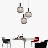 Rsylight Retro Metal Siyah Füme Opal Camlı 3 Lü Dekoratif Sarkıt
