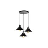 Rsylight Retro Metal Siyah Üçlü Sarkıt Avize Çap:30Cm