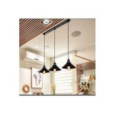 Rsylight Retro Metal Siyah Üçlü Sıralı Sarkıt Avize Genişlik:60Cm