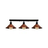 Rsylight Retro Rustik Metal Masa Üstü 3 Lü Siyah Bakır Patinalı Sıralı Avize 60 cm
