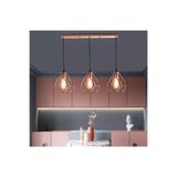Rsylight Retro Sıralı Masa Üstü Üçlü Bakır Sarkıt Avize 60 Cm