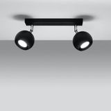 Rsylight Retro Siyah 180 Derece Hareketli Modern Spor 2 Li Led Spot Avize Günışığı Ampullü Siyah