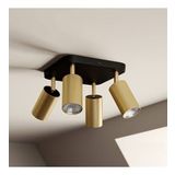 Rsylight Retro Siyah Eskitme Kare 180 Derece Hareketli Modern Spor 4 Lü Led Spot Avize Beyaz Ampullü