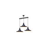 Rsylight Retro Siyah Içi Sarı Metal Sarkıt Avize 3lü Sıralı Masa Üstü 60 cm