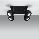 Rsylight Retro Siyah Kare 180 Derece Hareketli Modern Spor 4 Lü Led Spot Avize Günışığı Ampullü
