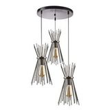 Rsylight Rys Retro Metal 3 Lü Siyah Rustik Dekoratif Kirpi Sarkıt Avize