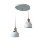 Rsylight Rys Retro Metal Beyaz 2 Li Bakır Duylu Dekoratif Rustik Sarkıt Avize Çap :30 Cm