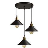 Rsylight Rys Retro Metal Dekoratif 3 Lü Dekoratif Rustik Sarkıt Avize Çap:30 Cm Siyah