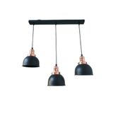Rsylight Rys Retro Metal Siyah Bakır Duylu Dekoratif 3 Lü Masa Üstü Siyah Rustik Avize En:60 cm