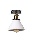 Rsylight Rys Retro Metal Tavan Plofyoner Beyaz Dekotatif Rustik Avize Çap:17 Cm