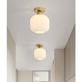 Rsylight Rys Retro Metal Tavan Plofyoner Opal Camlı Dekotatif Rustik Avize Çap:20 Cm Beyaz