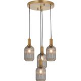 Rsylight Ryslight Retro metal eskitme kaplama 4 lü füme camlı dekoratif vintage sarkıt avize