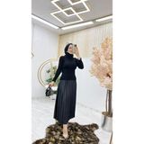 Rt Butik Kadın Deri Görünümlü Piliseli Etek Siyah Renk S Beden Uzun Tasarım