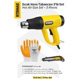 RTM303ASET Sıcak Hava Tabancası 2000 W 3'lü Set - Eldiven-Falçata Maket Bıçağı