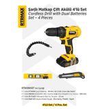 RTM350SET Şarjlı Matkap Çift Akülü 4'lü Set - Uç Tutucu-Mini Su Terazisi-Maket Bıçağı