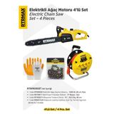 RTM9030SET Elektrikli Ağaç Kesme Motoru 4'lü Set -Eldiven-Testere Zinciri-Makaralı Uzatma Kablosu