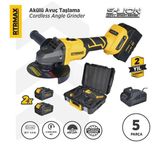 Rtrmax Akülü Avuç Taşlama, 18V Çift Akülü 4 Ah, Hız Ayarlamalı, Set(2 Yıl Garantili)