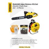 RTRMAX RTM9040SET Elektrikli Ağaç Kesme Motoru 4'lü Set -Eldiven-Testere Zinciri-Makaralı Uzatma Kablosu