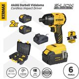 RTRMAX RTS5020 Şarjlı Torklu Vidalama Makinası Kömürsüz 200 Nm 2x4 Ah 20V Çift Akü S-Lion - Akü Dahil - matkap