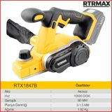 RTRMAX RTX1847B Solo Akülü Planya Makinesi