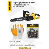RTRMAX RTX1891SET Şarjlı Ağaç Kesme Motoru 3'li Set -Testere Zinciri-Eldiven