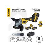 Rtrmax RTX3060 Şarjlı Avuç Taşlama Makinası Kömürsüz 125mm 2x4AhPlus Çift Akü Hızlı Şarj X-Lion