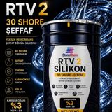 RTV2 Silikon 30 Shore Şeffaf Kalıp Silikonu Epoksi Sabun Taş Tozu Uyumlu Kabarcıksız Döküm 25 KG
