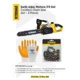 Rtx1891set Şarjlı Ağaç Kesme Motoru 3'Li Set -Testere Zinciri-Eldiven